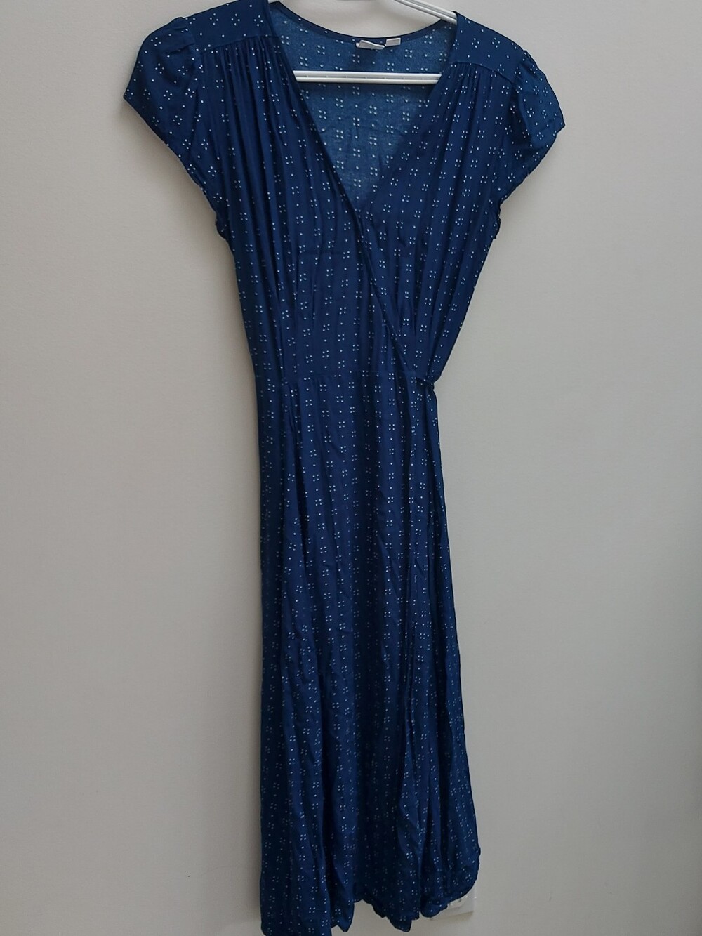 GAP Navy Blue Dot-Print Wrap Maxi Dress